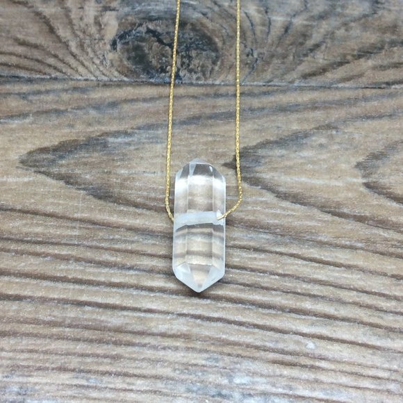 Quartz Point necklace - double terminated, 14k gold filled, crystal healing - Picture 5 of 8